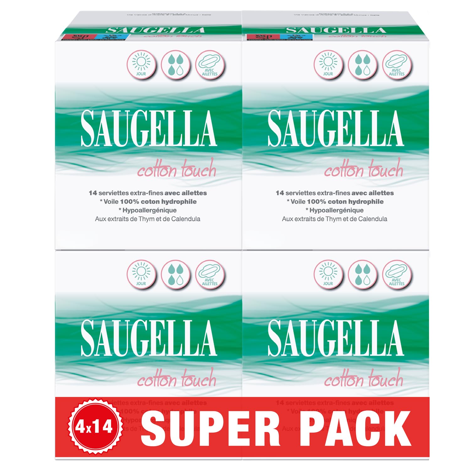 saugella-cotton-touch-jour-serviettes-hygi-niques-extra-fines-avec-ailettes-lot- image 2