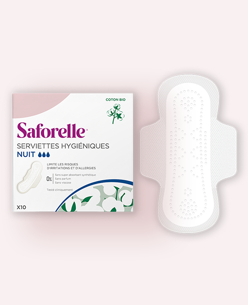 saforelle-serviettes-hygi-niques-nuit-coton-bio-avec-ailettes image 2
