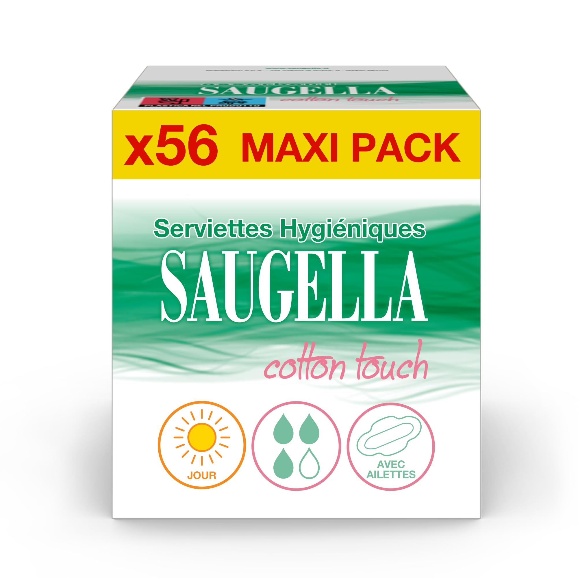 saugella-cotton-touch-jour-serviettes-hygi-niques-extra-fines-avec-ailettes-lot- image 1