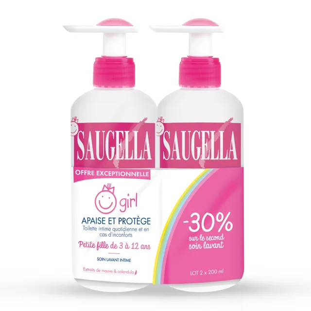 saugella-girl-soin-lavant-intime-doux-fille-3-ans-pubert-200-ml-lot-de-2 image 1